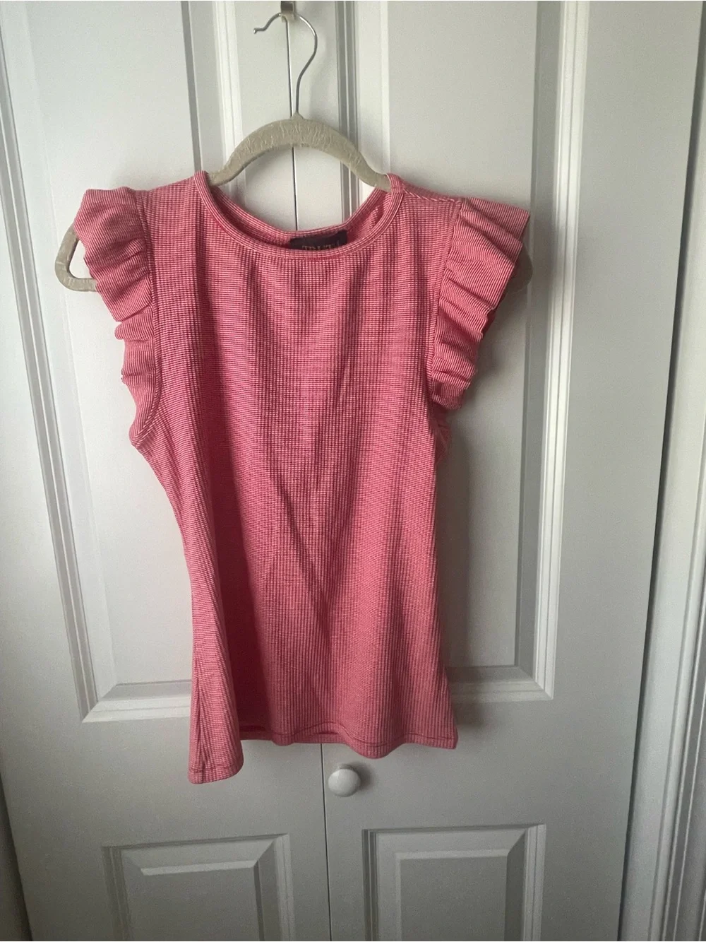 Truth Pink Ruffle Sleeve Ribbed Knit Top - Picture 3 of 8